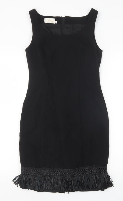 Few Couture Womens Black Polyester Pencil Dress Size 12 Scoop Neck Zip