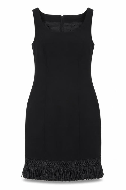 Few Couture Womens Black Polyester Pencil Dress Size 12 Scoop Neck Zip