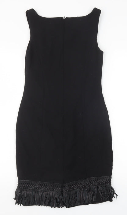Few Couture Womens Black Polyester Pencil Dress Size 12 Scoop Neck Zip