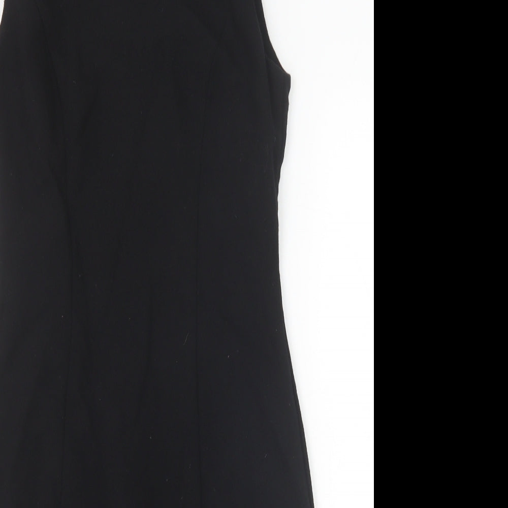 Few Couture Womens Black Polyester Pencil Dress Size 12 Scoop Neck Zip