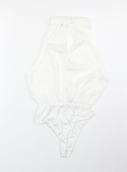 In the Style Womens White Polyester Bodysuit One-Piece Size 8 Snap