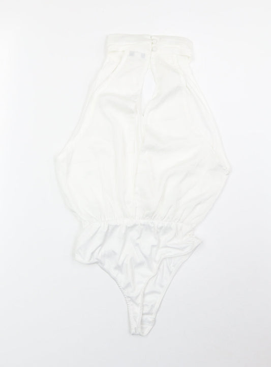 In the Style Womens White Polyester Bodysuit One-Piece Size 8 Snap