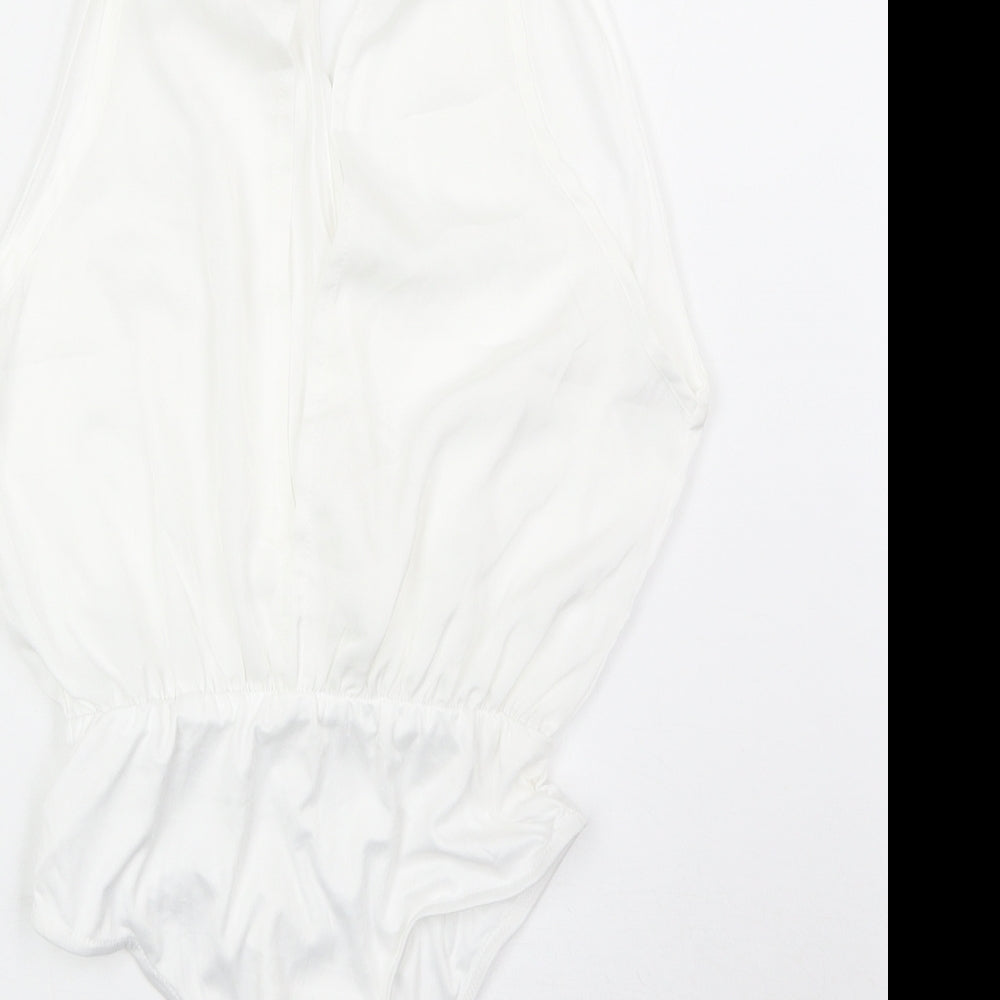 In the Style Womens White Polyester Bodysuit One-Piece Size 8 Snap