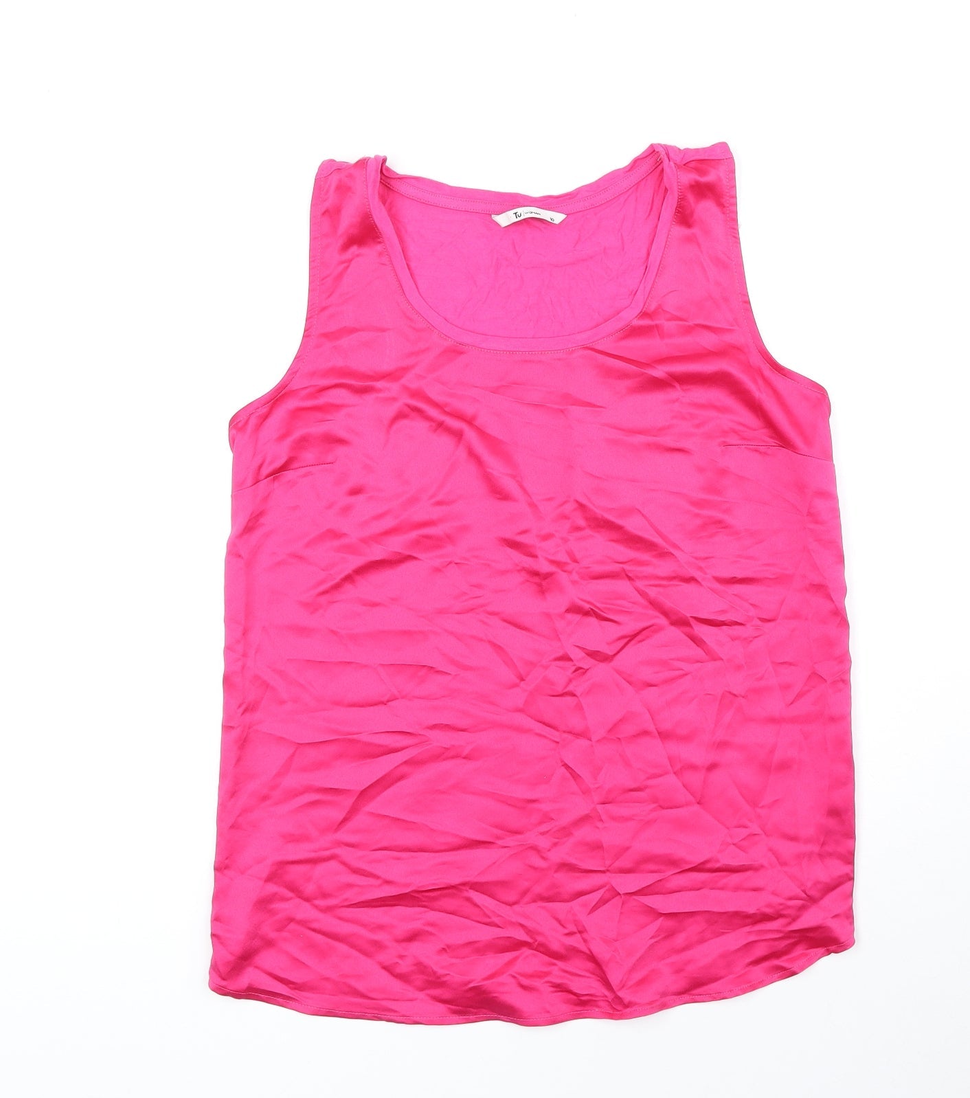 TU Womens Pink Viscose Basic Tank Size 10 Square Neck