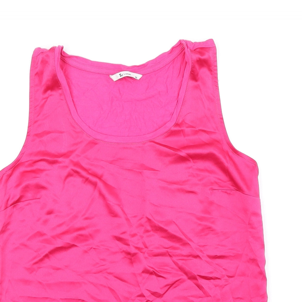 TU Womens Pink Viscose Basic Tank Size 10 Square Neck