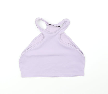 PRETTYLITTLETHING Womens Purple Polyester Cropped Tank Size 8 V-Neck