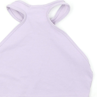 PRETTYLITTLETHING Womens Purple Polyester Cropped Tank Size 8 V-Neck