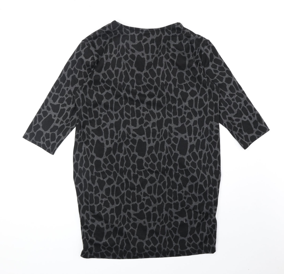 Wallis Womens Black Animal Print Polyester Shift Size 10 V-Neck Pullover - Giraffe Print