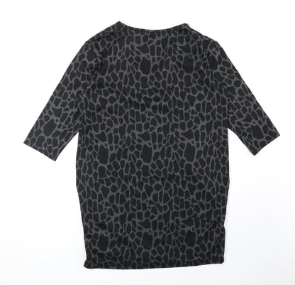 Wallis Womens Black Animal Print Polyester Shift Size 10 V-Neck Pullover - Giraffe Print