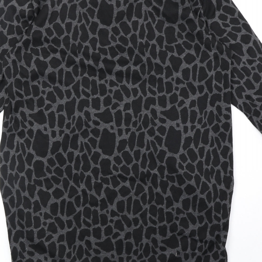 Wallis Womens Black Animal Print Polyester Shift Size 10 V-Neck Pullover - Giraffe Print