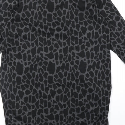 Wallis Womens Black Animal Print Polyester Shift Size 10 V-Neck Pullover - Giraffe Print