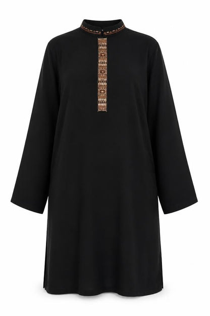Cotton Club Womens Black Polyester Shift Size M Collared Pullover
