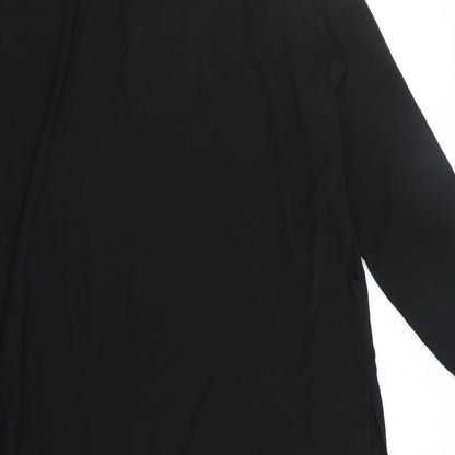 COTTON CLUB Womens Black Polyester Shift Size M Collared Pullover