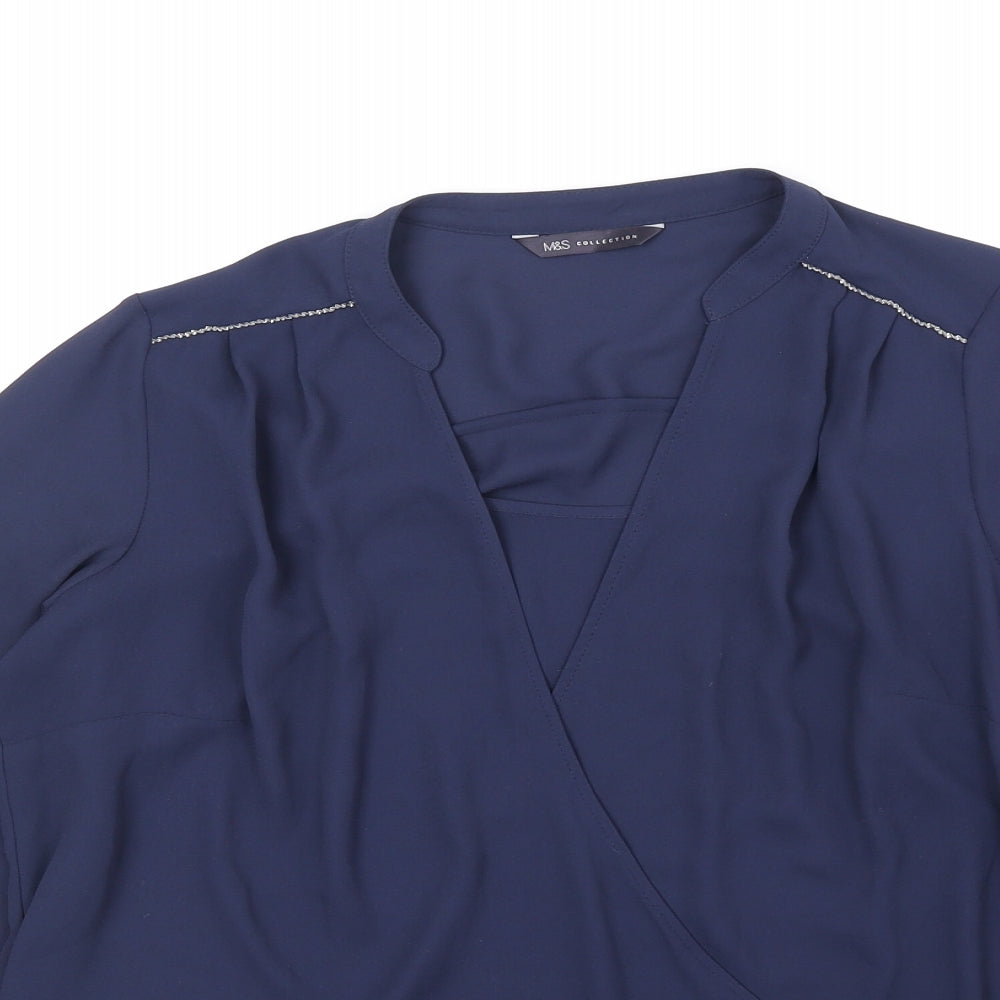 Womens UK Size 8 Marks and Spencer Blue Basic Blouse