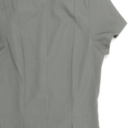 H&M Womens Green Polyester Shift Size 12 Round Neck Zip
