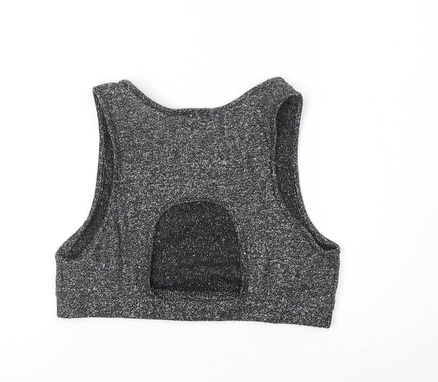 Womens UK Size M Sparkle & Fade Black Cropped Tank
