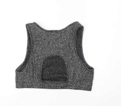 Womens UK Size M Sparkle & Fade Black Cropped Tank