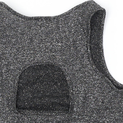 Womens UK Size M Sparkle & Fade Black Cropped Tank