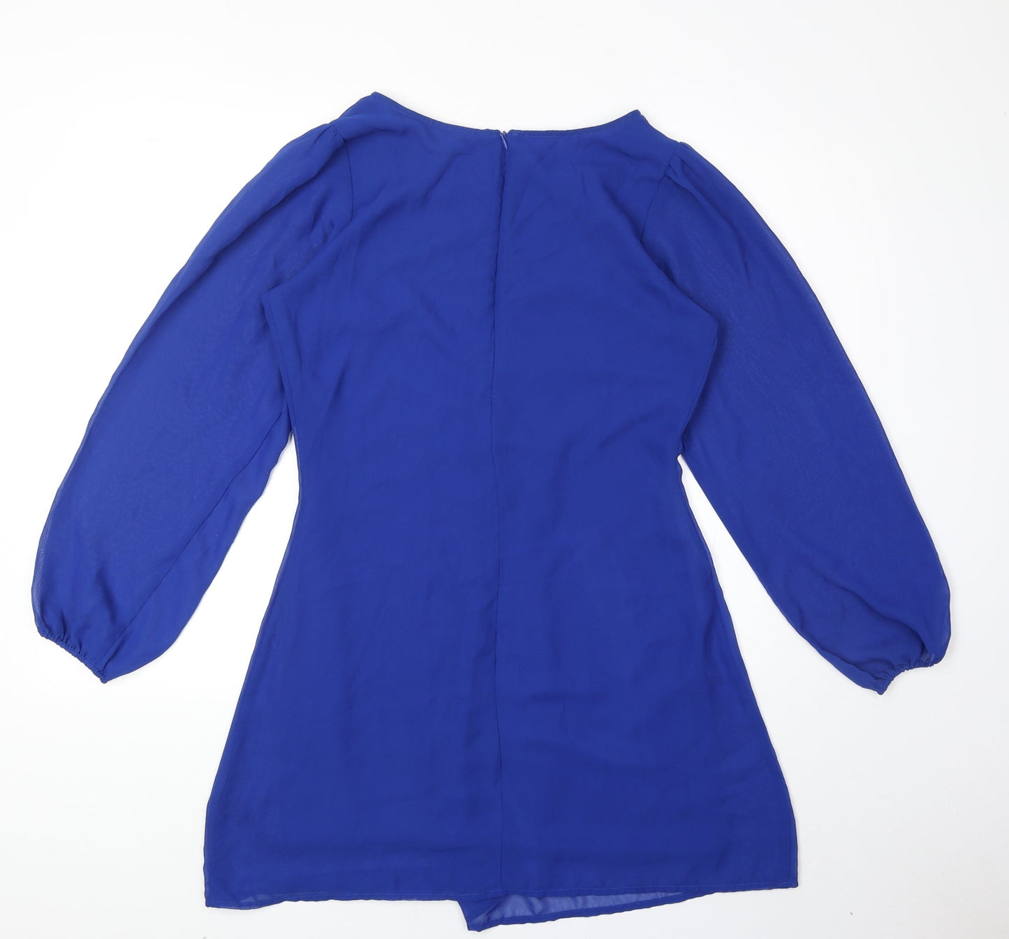 New Look Womens Blue Polyester A-Line Size 10 Round Neck Zip