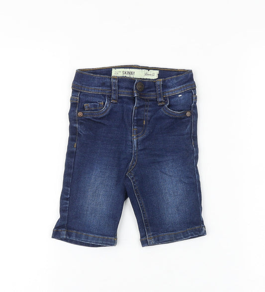 Denim & Co. Baby Blue Cotton Cropped Jeans Size 18-24 Months L50 cm Snap