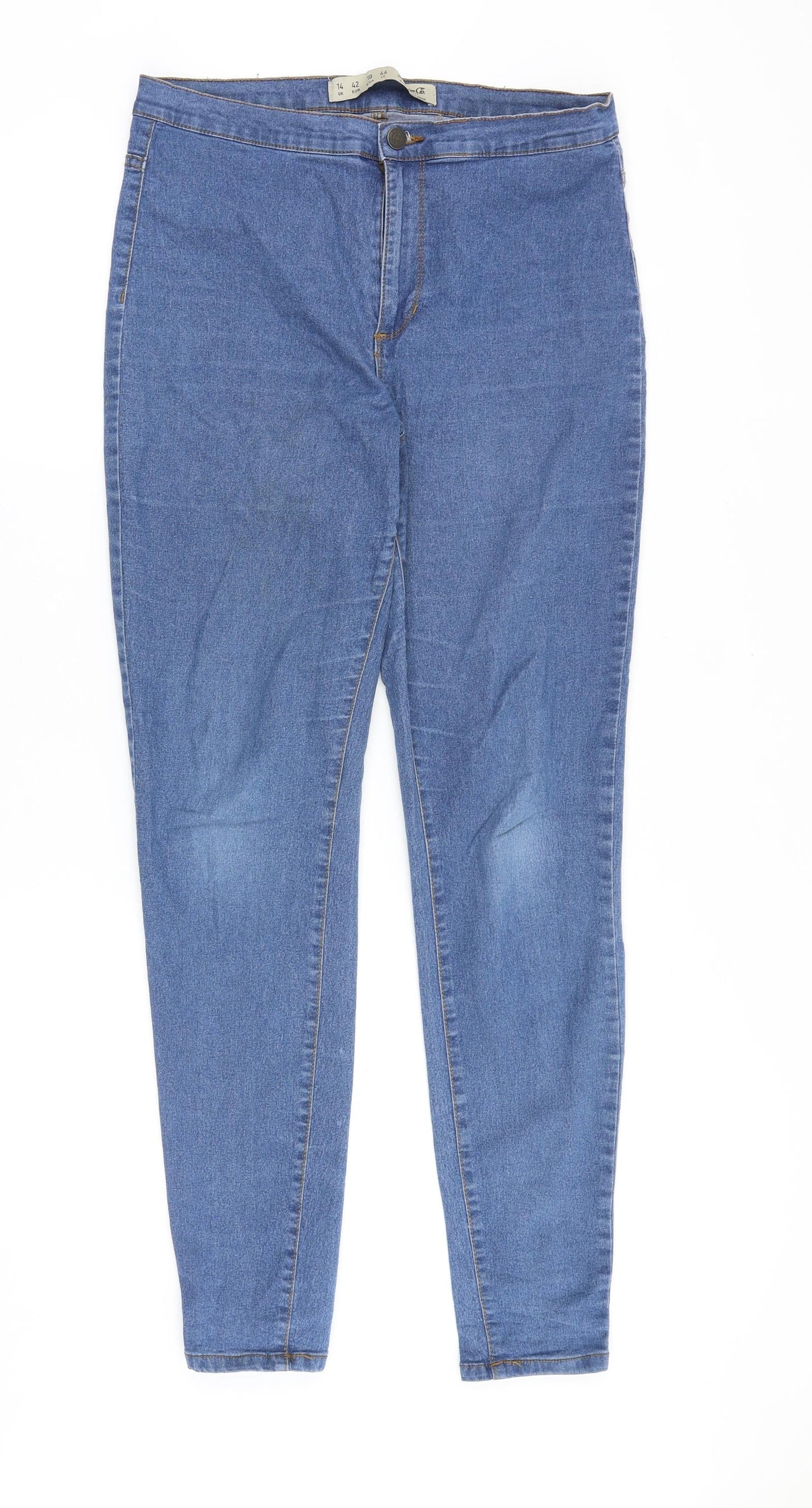 Denim & Co. Womens Blue Cotton Skinny Jeans Size 14 Slim Zip