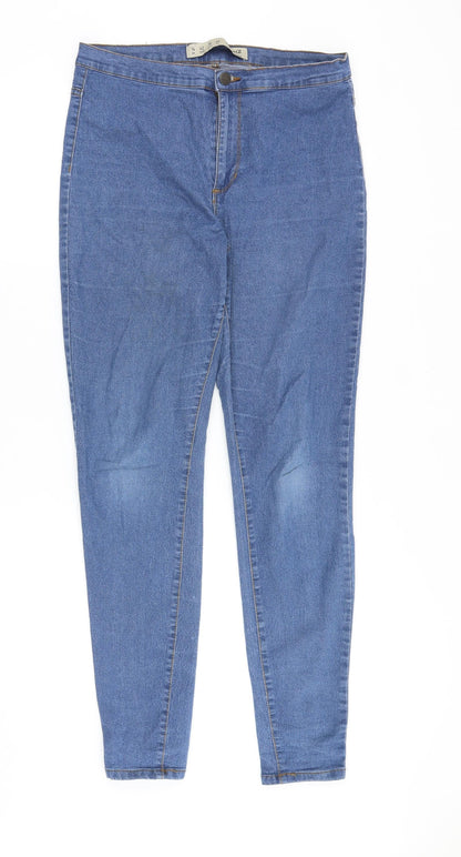 Denim & Co. Womens Blue Cotton Skinny Jeans Size 14 Slim Zip