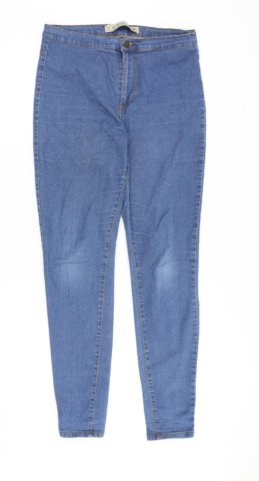 Denim & Co. Womens Blue Cotton Skinny Jeans Size 14 Slim Zip