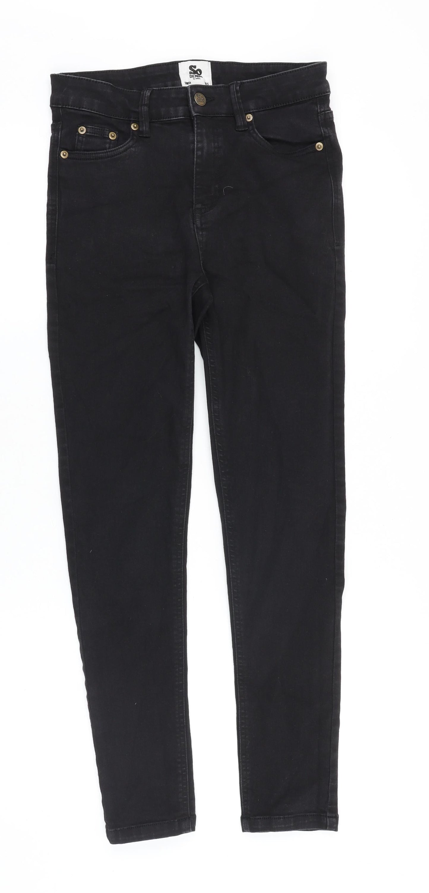 SO denim Womens Black Cotton Skinny Jeans Size 10 Slim Zip