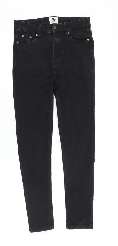 SO denim Womens Black Cotton Skinny Jeans Size 10 Slim Zip