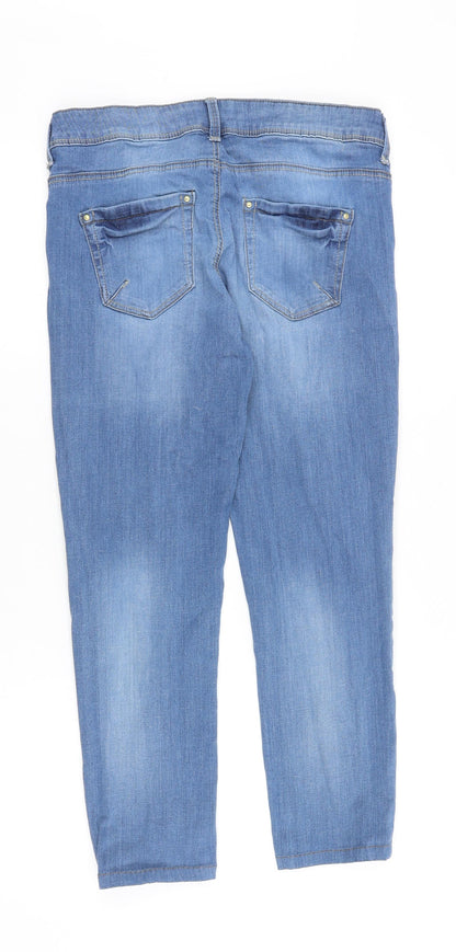 Denim & Co. Womens Blue Cotton Straight Jeans Size 12 Slim Zip