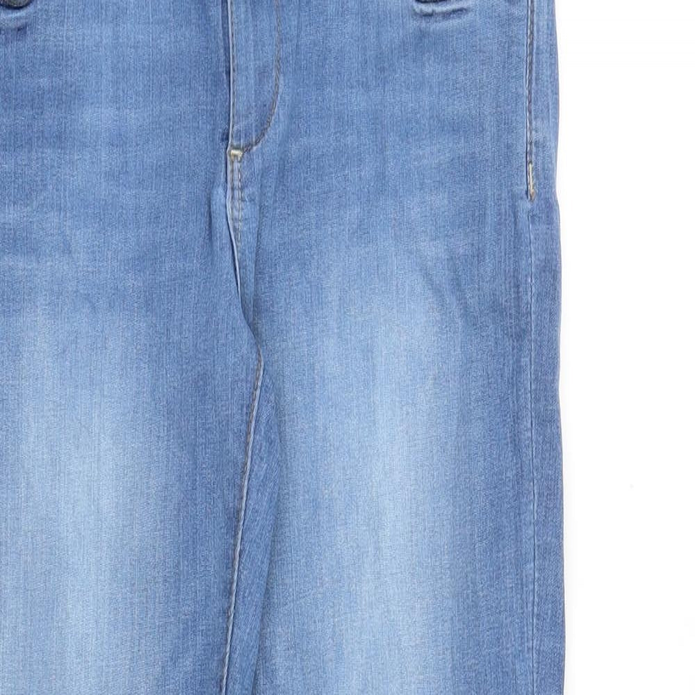 Denim & Co. Womens Blue Cotton Straight Jeans Size 12 Slim Zip