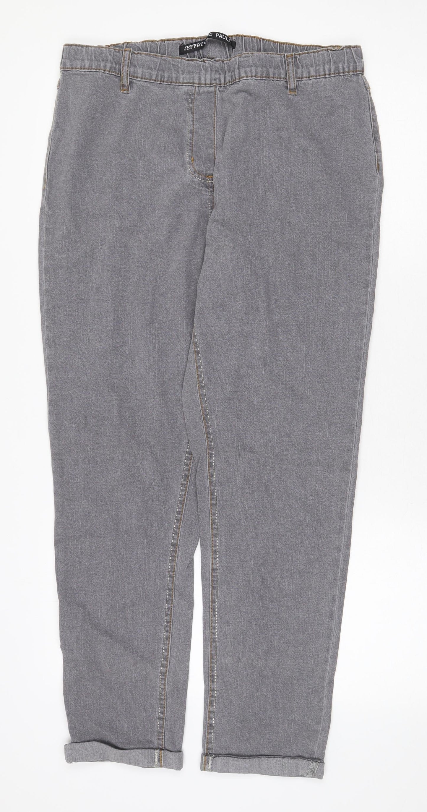 Jeffrey & Paula Womens Grey Cotton Straight Jeans Size 16 Regular