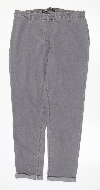Jeffrey & Paula Womens Grey Cotton Straight Jeans Size 16 Regular