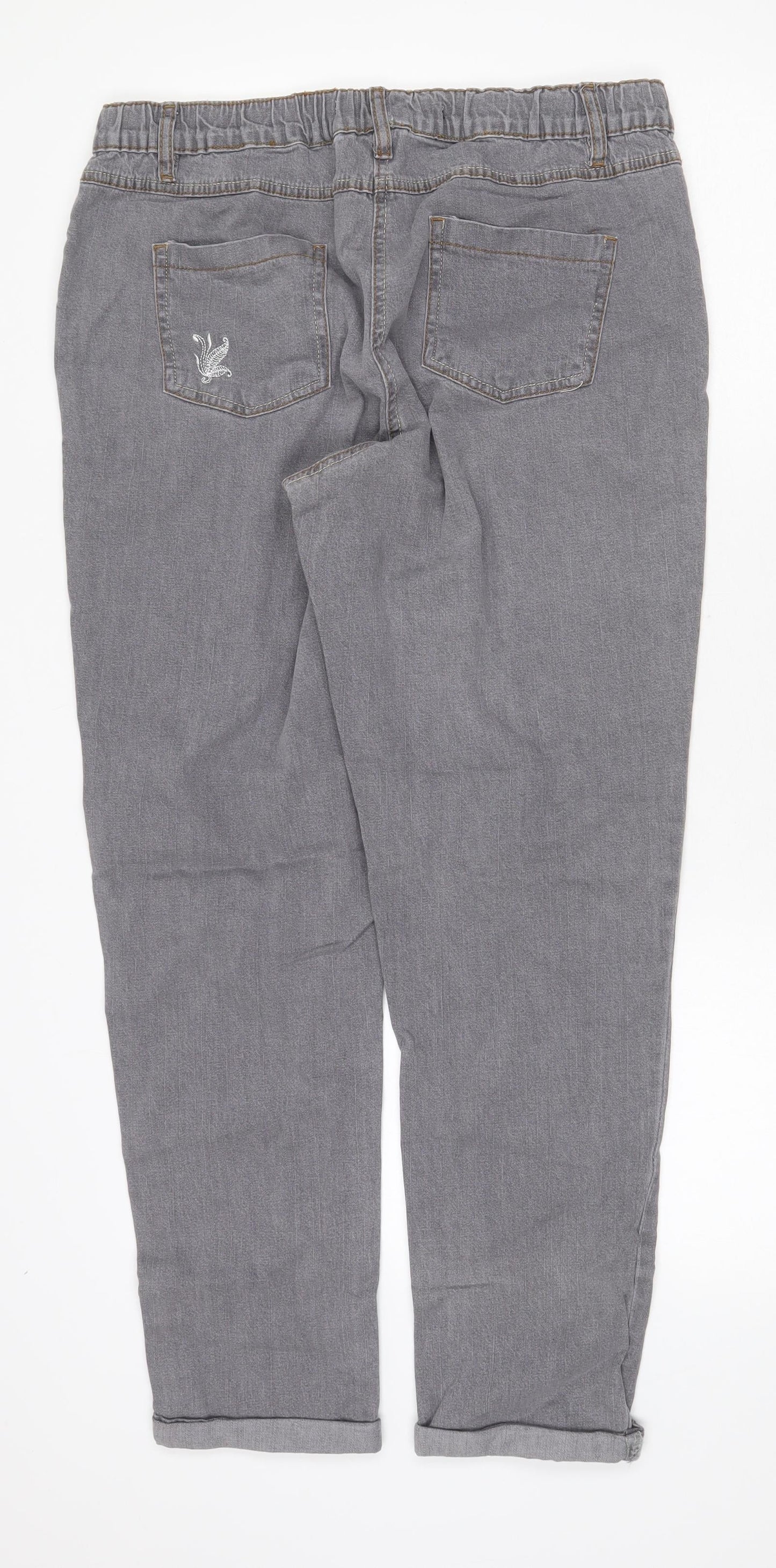 Jeffrey & Paula Womens Grey Cotton Straight Jeans Size 16 Regular