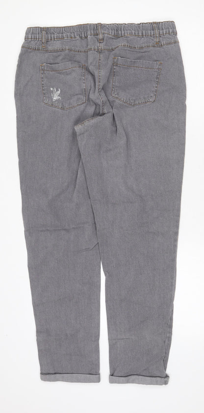 Jeffrey & Paula Womens Grey Cotton Straight Jeans Size 16 Regular