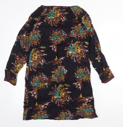 Individual Womens Black Geometric Viscose Shift Size M Round Neck Button