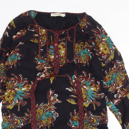 Individual Womens Black Geometric Viscose Shift Size M Round Neck Button