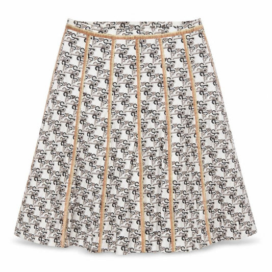 Barbara Initials Womens White Geometric Polyester Swing Skirt Size M Zip