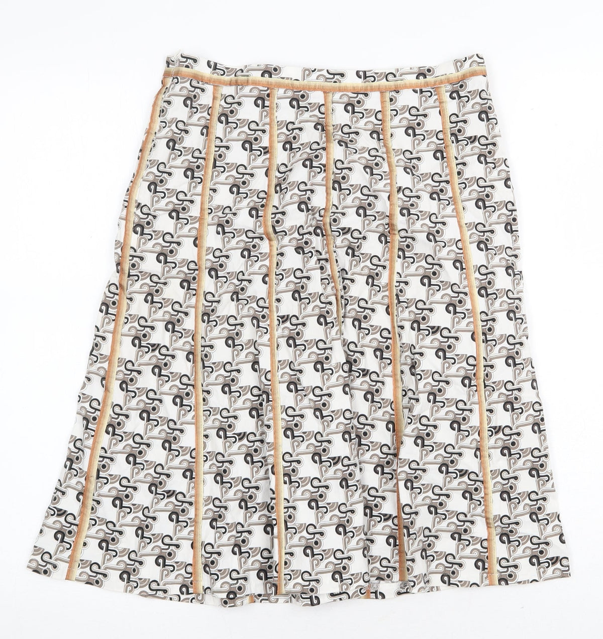Barbara Initials Womens White Geometric Polyester Swing Skirt Size M Zip