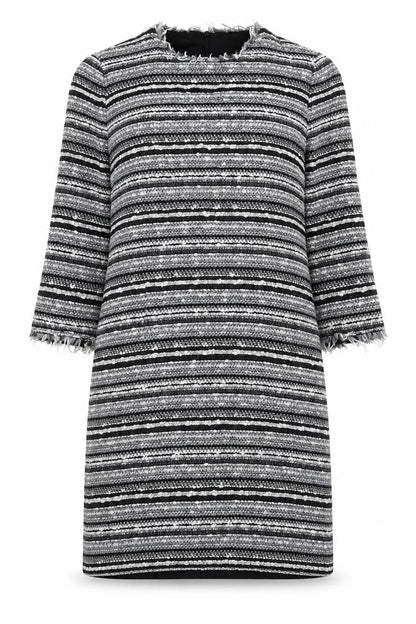 Mango Womens Grey Striped Acrylic Sheath Size XS Round Neck Zip