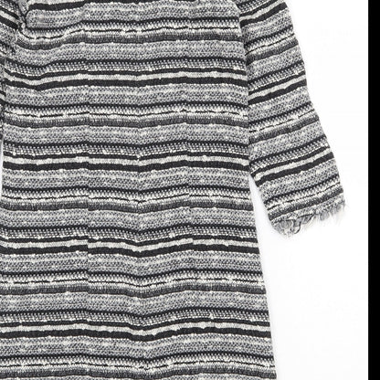 Mango Womens Grey Striped Acrylic Sheath Size XS Round Neck Zip