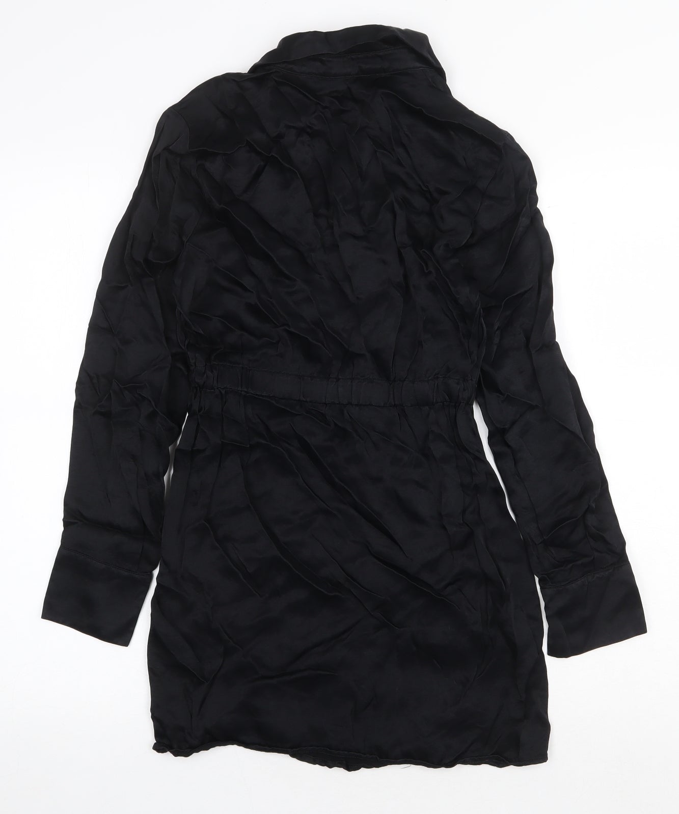 Primark Womens Black Viscose Shirt Dress Size 6 Collared Pullover