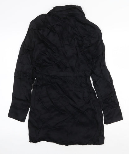 Primark Womens Black Viscose Shirt Dress Size 6 Collared Pullover