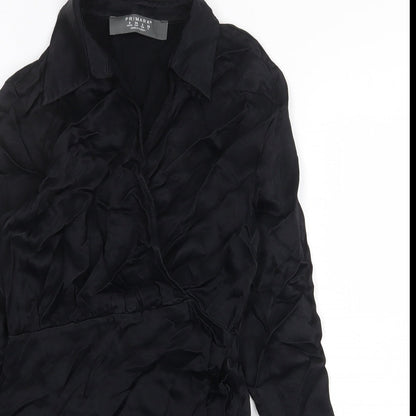 Primark Womens Black Viscose Shirt Dress Size 6 Collared Pullover