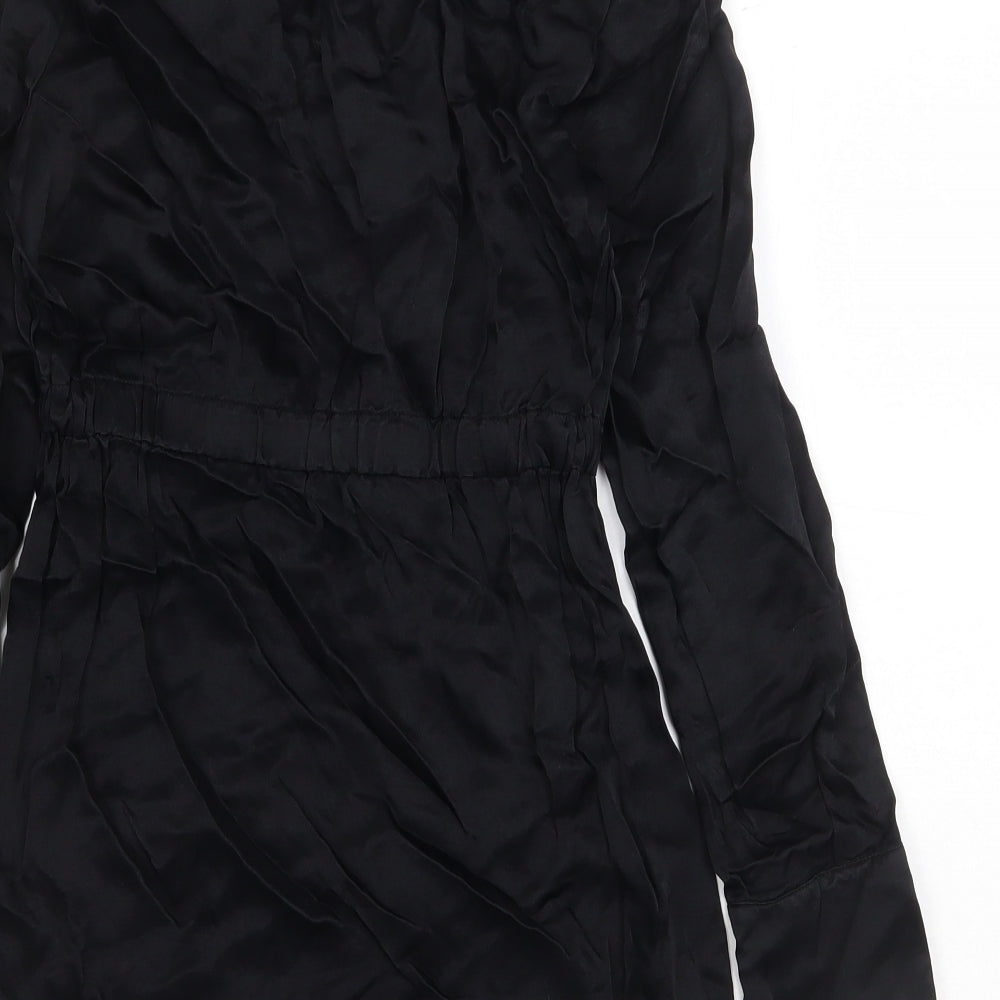 Primark Womens Black Viscose Shirt Dress Size 6 Collared Pullover