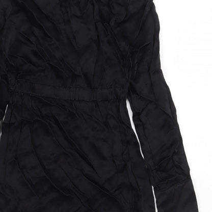 Primark Womens Black Viscose Shirt Dress Size 6 Collared Pullover