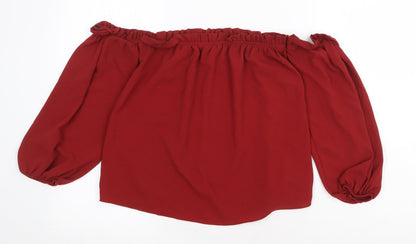 Womens UK Size 10 H&M Red Basic Blouse