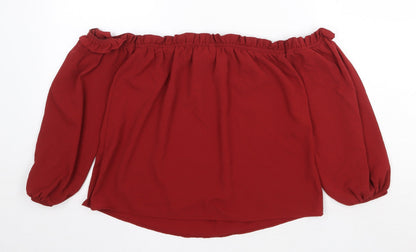Womens UK Size 10 H&M Red Basic Blouse