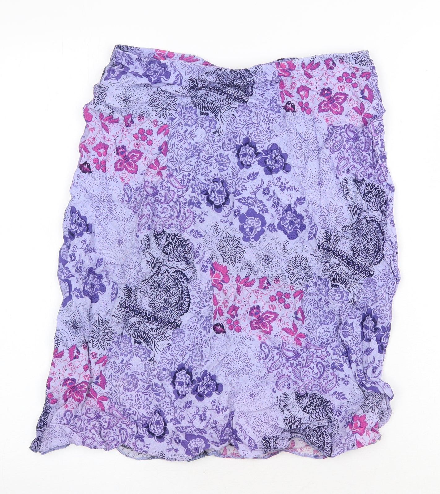 Marks and Spencer Womens Purple Geometric Viscose Swing Skirt Size 12 Tie