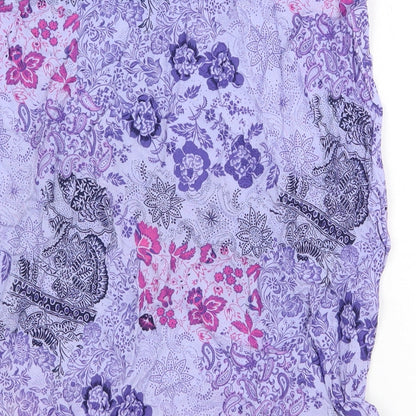 Marks and Spencer Womens Purple Geometric Viscose Swing Skirt Size 12 Tie